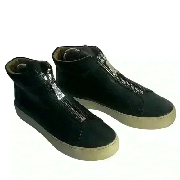 Frye Lena Women’s Leather High Top Sneakers Zip High Grigio Shoes Size 7.5 M